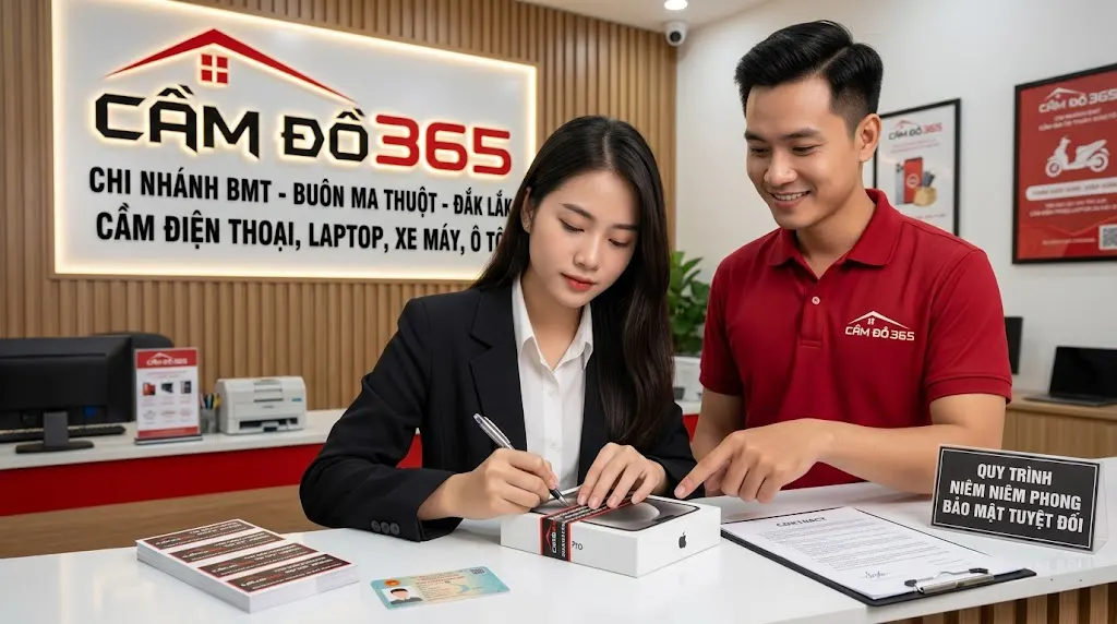 Điện thoại được khách hàng tự tay ký niêm phong bảo mật tại Cầm Đồ 365 BMT