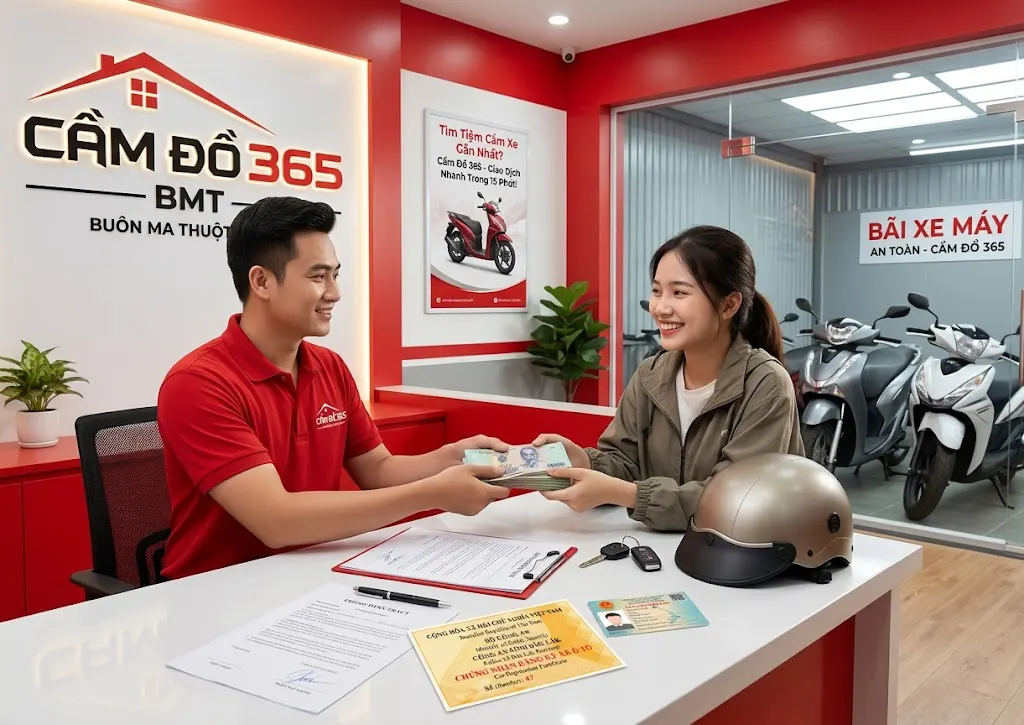 Khách hàng tìm tiệm cầm xe máy gần đây và giao dịch nhanh chóng tại Cầm Đồ 365