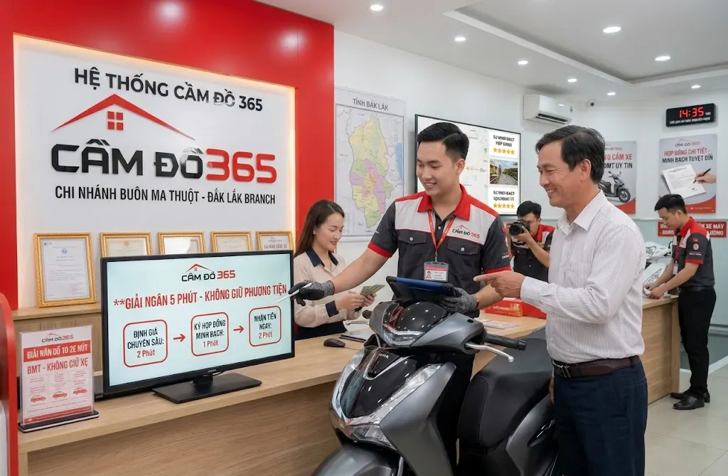 Dịch vụ cầm xe máy không giữ xe Buôn Ma Thuột giải ngân 5 phút tại Cầm Đồ 365