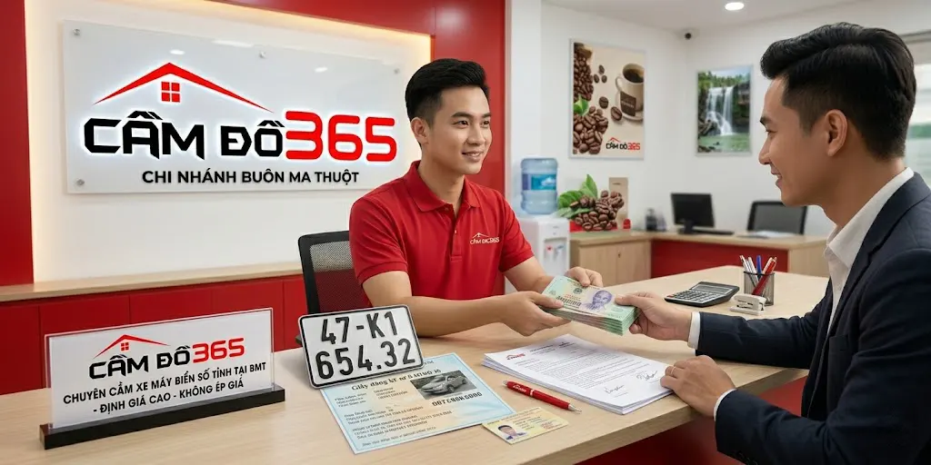 Dịch vụ cầm xe máy biển số tỉnh ở Buôn Ma Thuột nhanh gọn, không ép giá tại Cầm Đồ 365