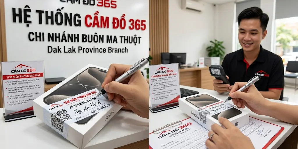 iPhone được khách hàng tự tay ký niêm phong bảo mật tại Cầm Đồ 365 Buôn Ma Thuột