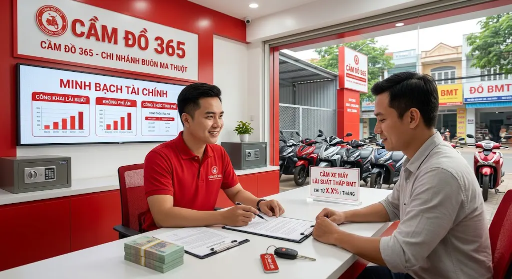 Dịch vụ cầm xe máy lãi suất thấp Buôn Ma Thuột, minh bạch tài chính tại Cầm Đồ 365
