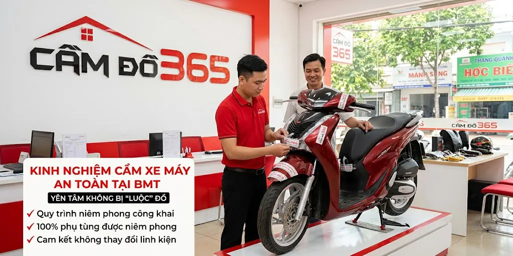 Kinh nghiệm cầm xe máy không bị luộc đồ ở BMT - Niêm phong an toàn tại Cầm Đồ 365