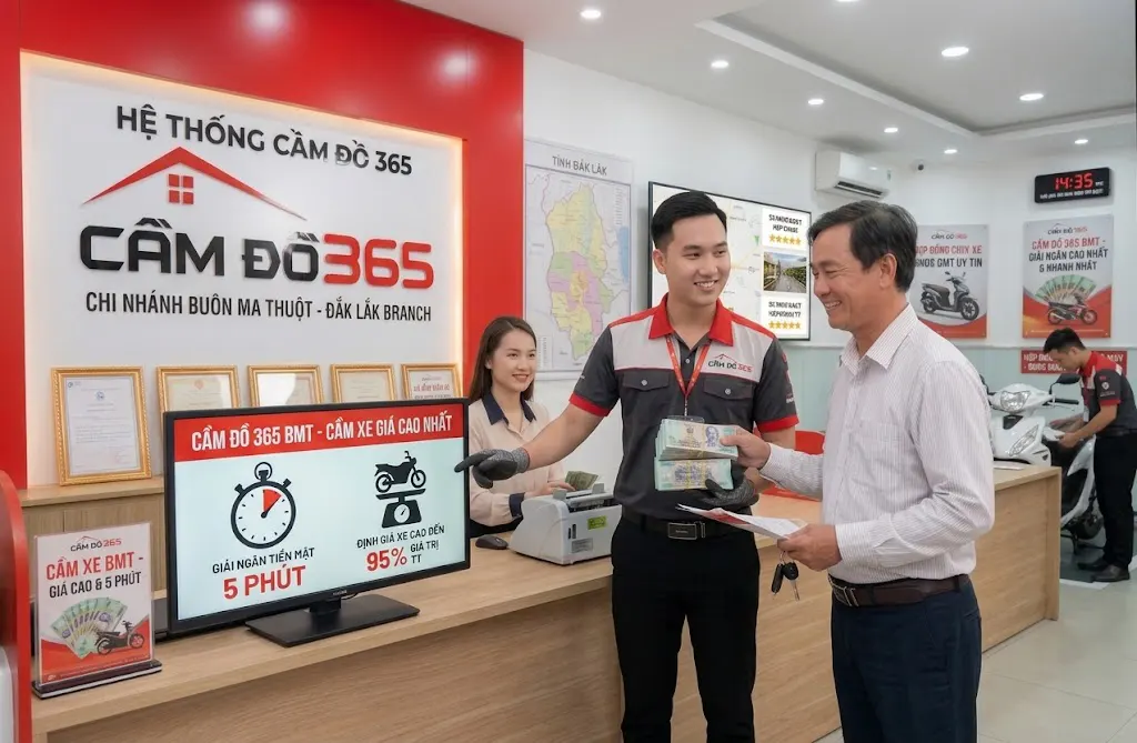Dịch vụ cầm xe máy định giá cao BMT, giải ngân tiền mặt 5 phút tại Cầm Đồ 365
