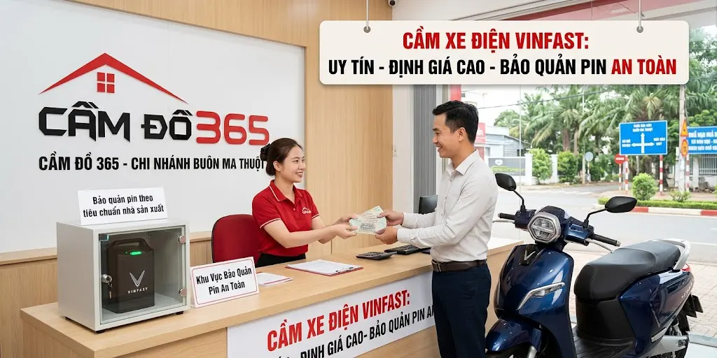 Dịch vụ cầm xe điện VinFast uy tín, định giá cao, bảo quản pin an toàn tại Cầm Đồ 365