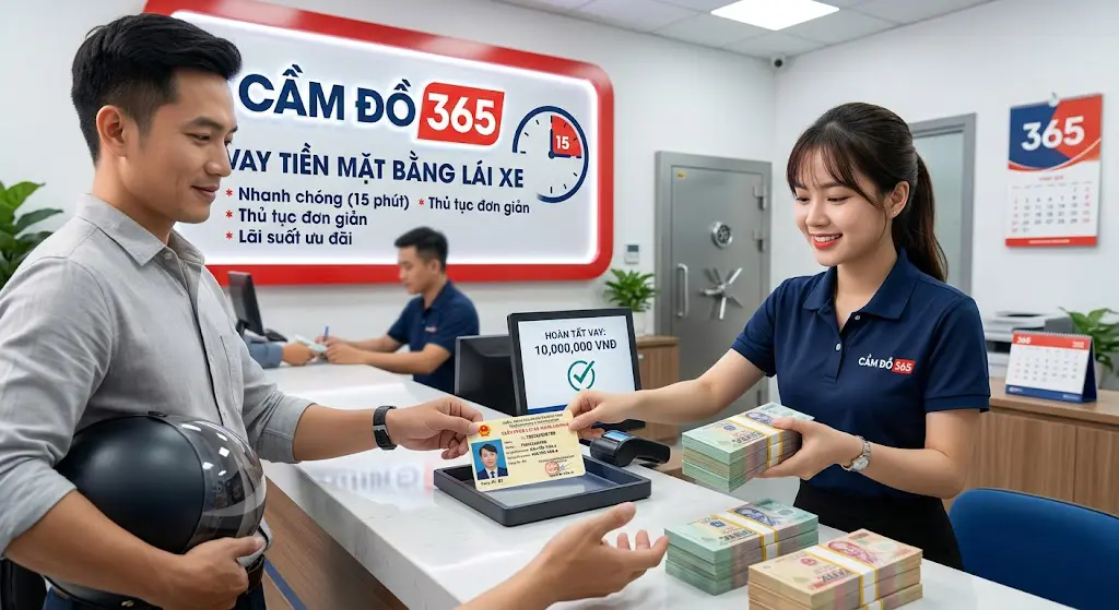 Vay tiền mặt bằng lái xe nhanh chóng tại Cầm Đồ 365